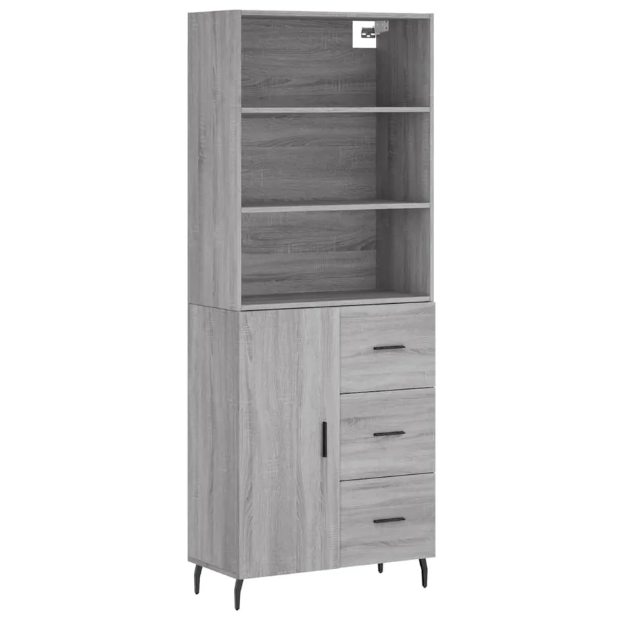 Buffet haut Sonoma gris 69,5x34x180 cm Bois d'ingénierie - 2