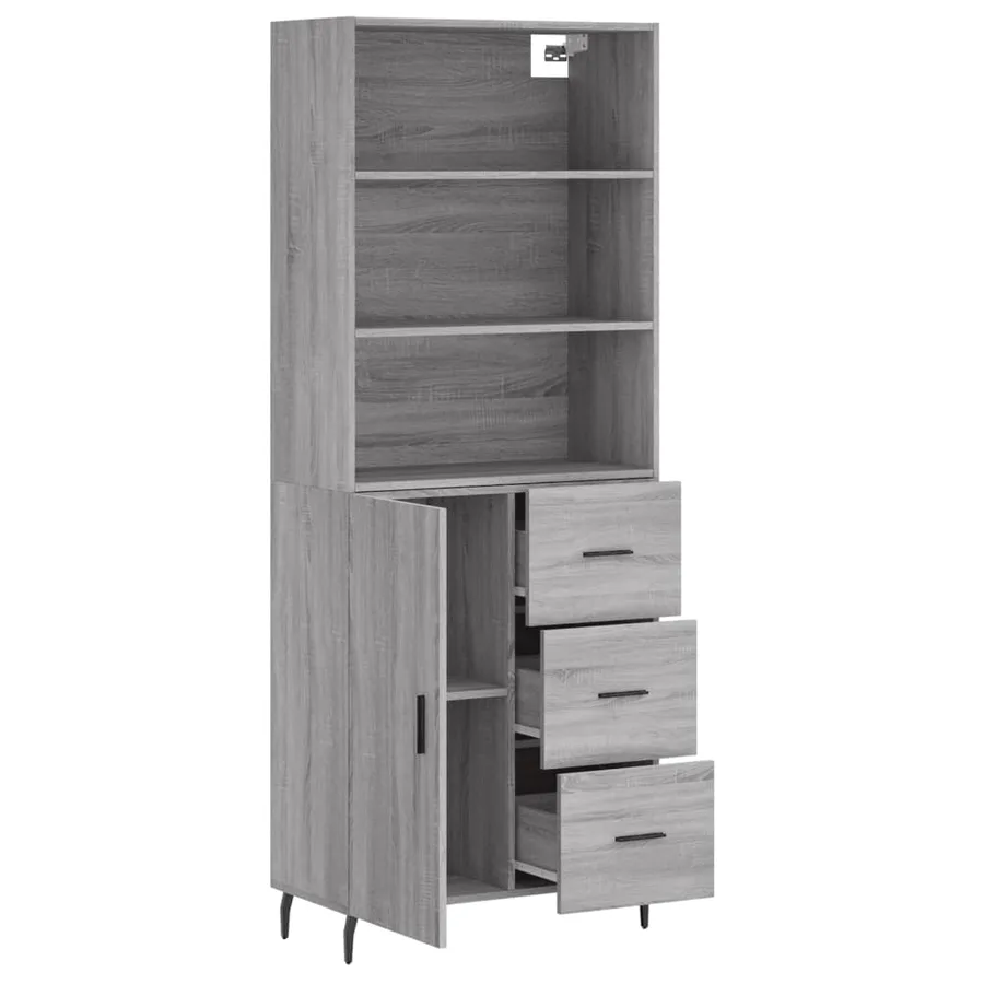 Buffet haut Sonoma gris 69,5x34x180 cm Bois d'ingénierie - 4
