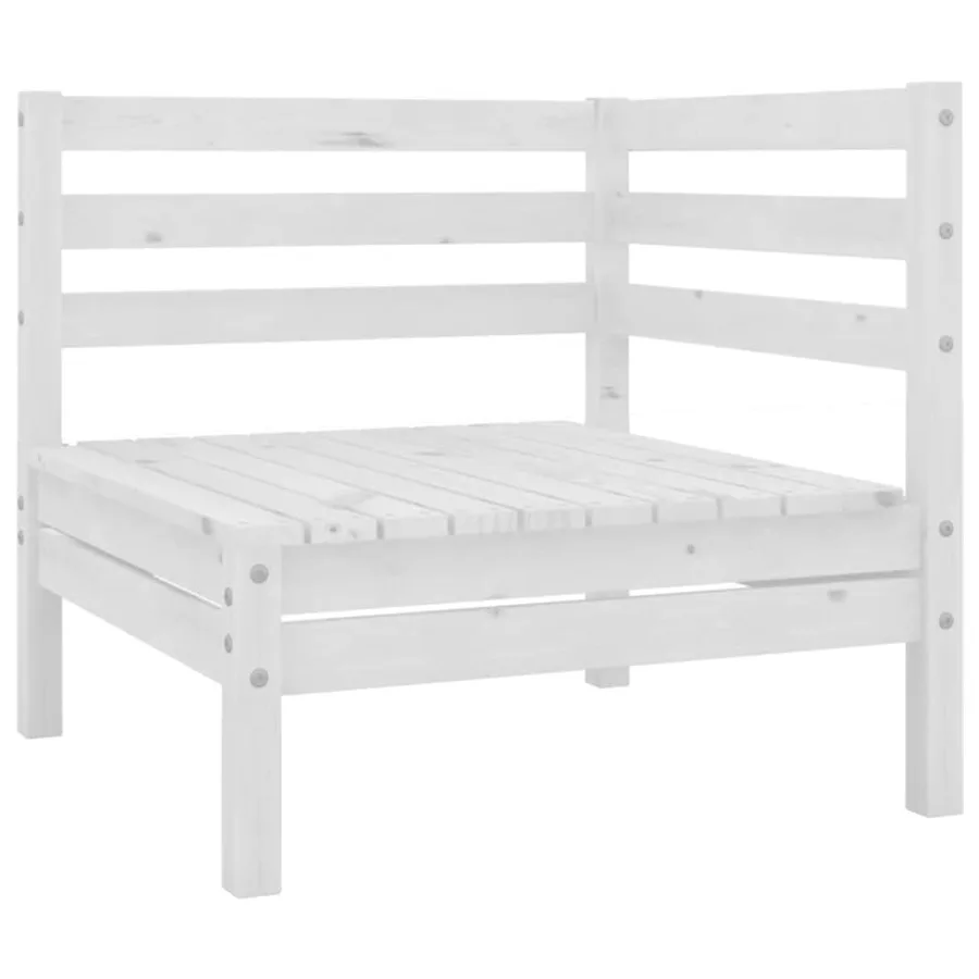 Salon de jardin 6 pcs Blanc Bois de pin massif - 3