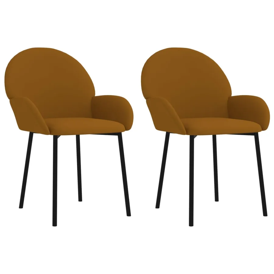 Chaises à manger lot de 2 Marron Velours - 2