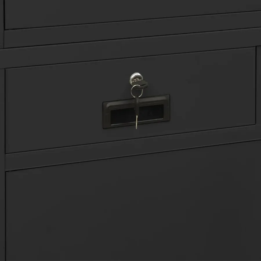 Armoire de bureau Anthracite 90x40x180 cm Acier et verre trempé - 10
