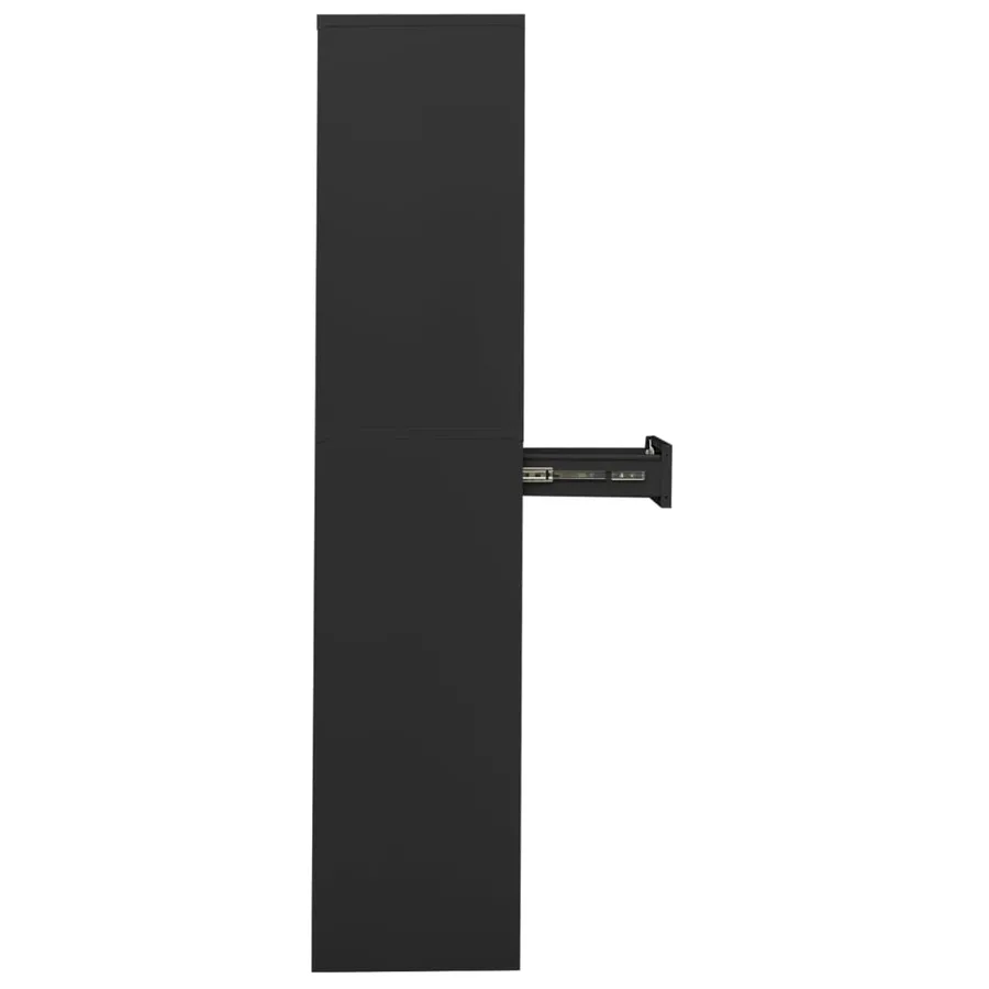 Armoire de bureau Anthracite 90x40x180 cm Acier et verre trempé - 4
