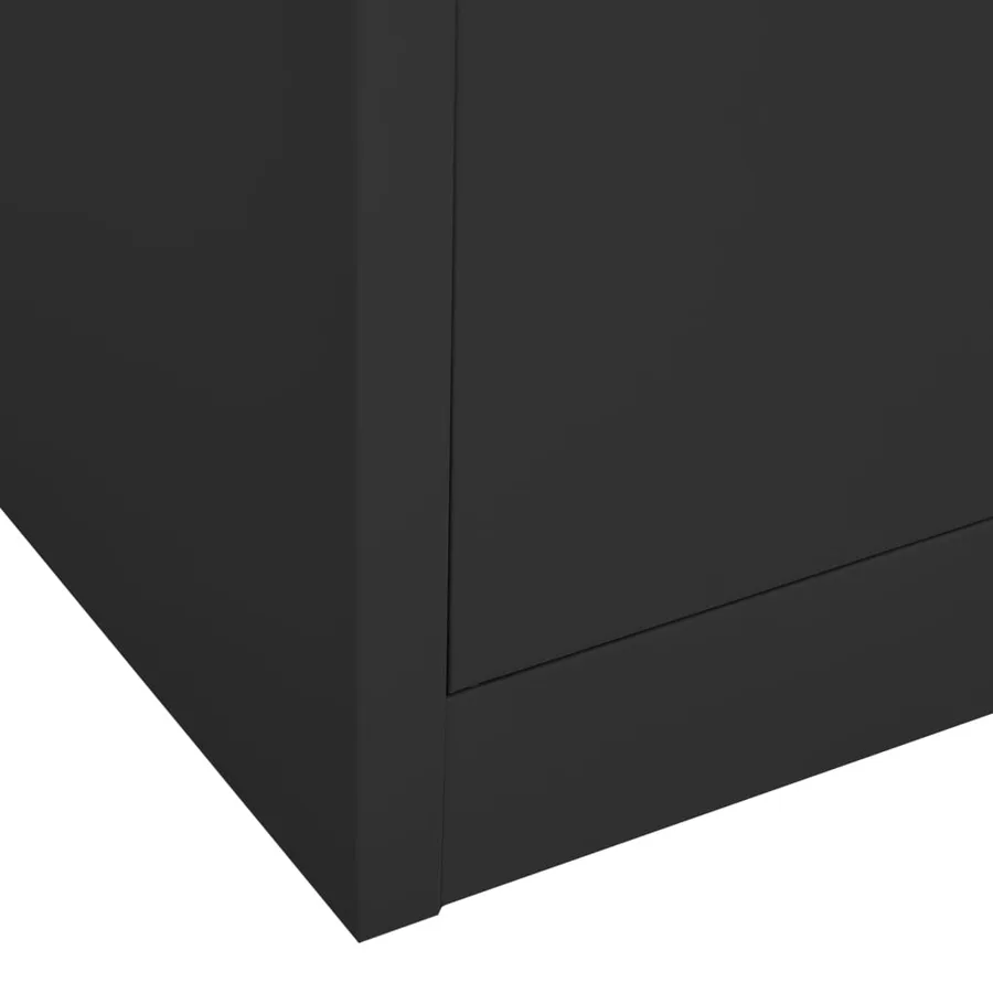 Armoire de bureau Anthracite 90x40x180 cm Acier et verre trempé - 7