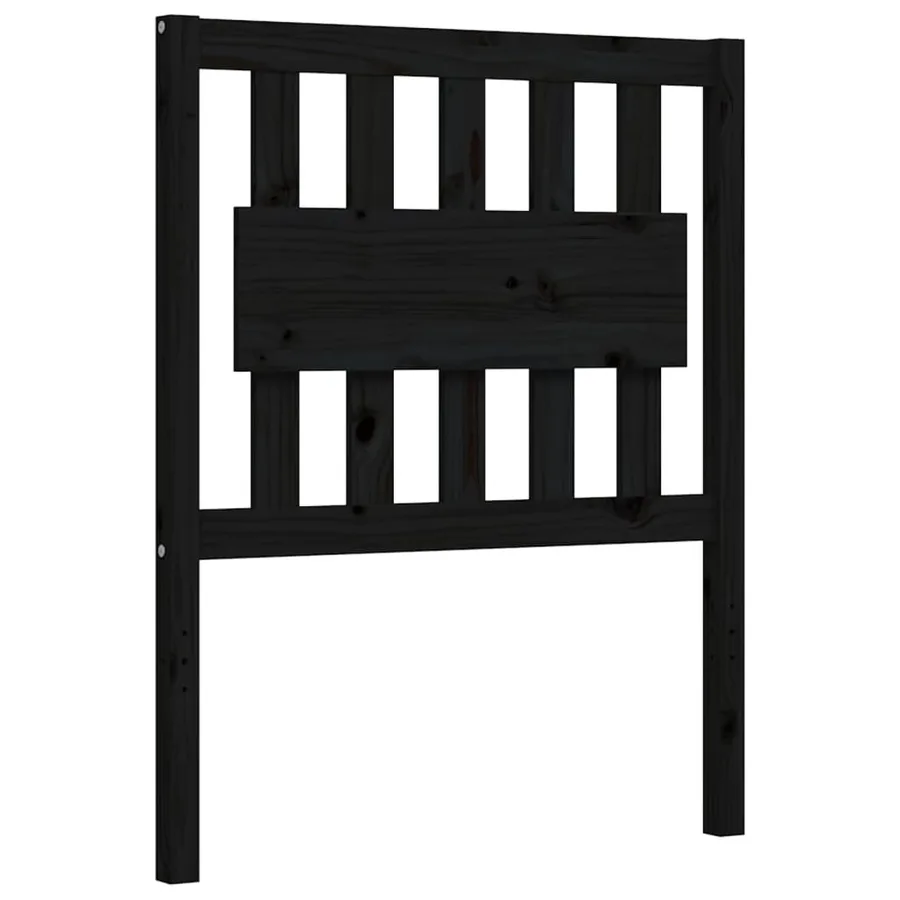 Cadre de lit sans matelas noir bois de pin massif - 9