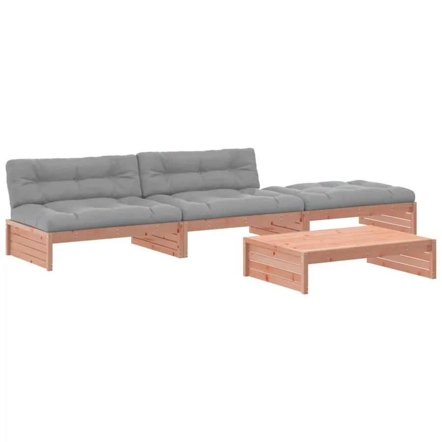 Salon de jardin 4 pcs avec coussins bois massif douglas - 2