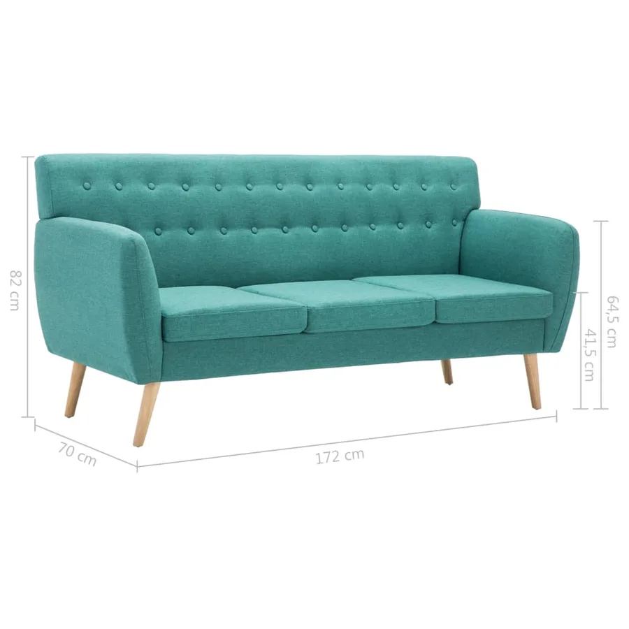 Canapé à 3 places revêtement en tissu 172x70x82 cm vert - 8