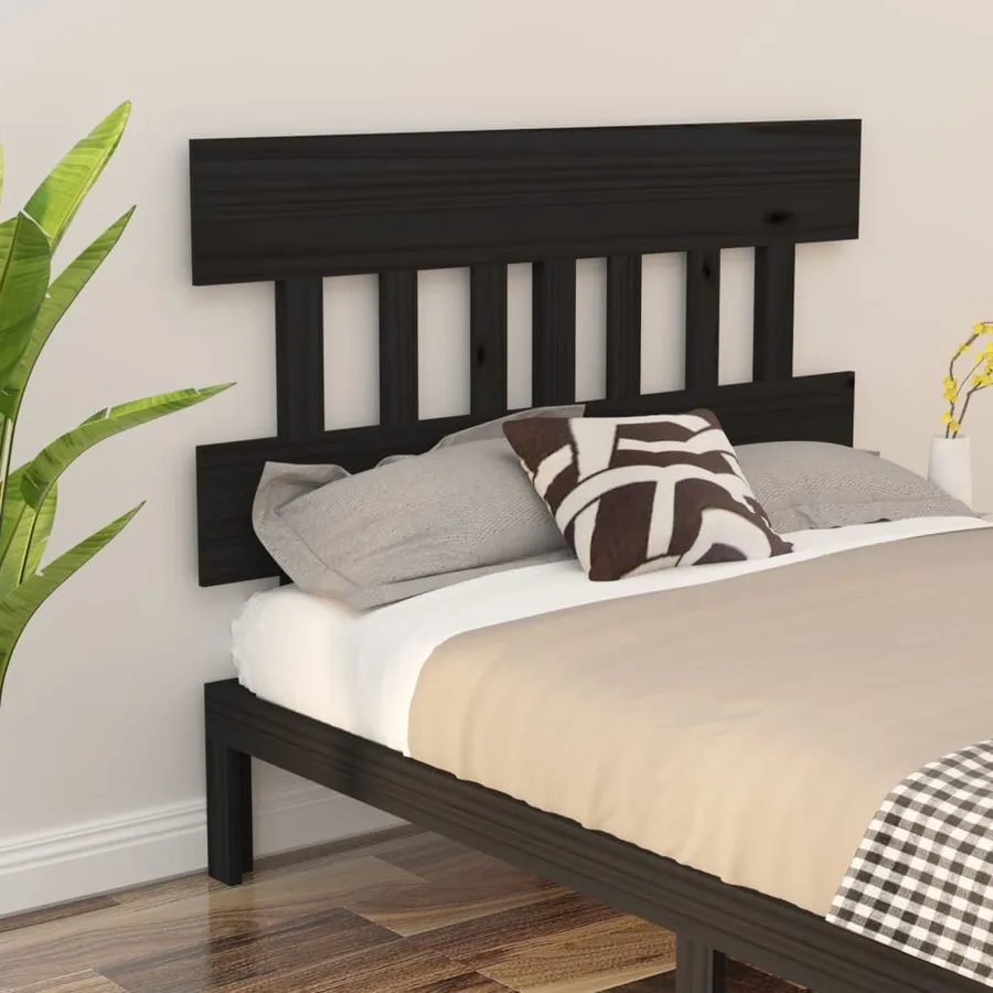 Tête de lit Noir 203,5x3x81 cm Bois massif de pin - 4