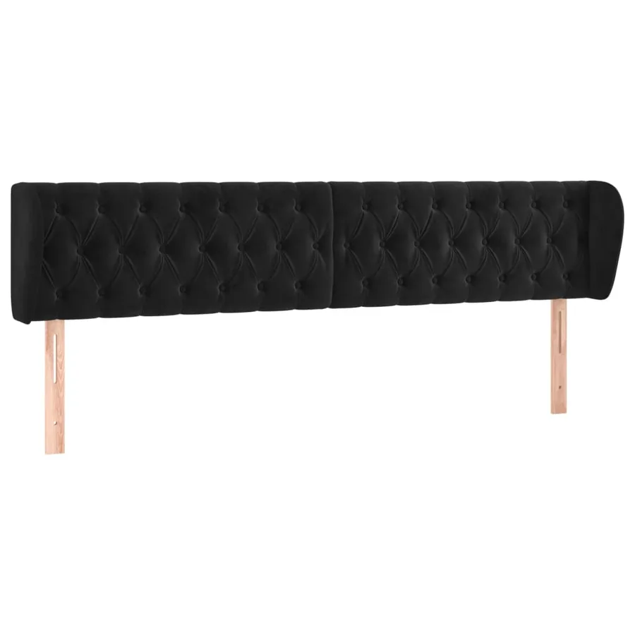 Tête de lit avec oreilles Noir 183x23x78/88 cm Velours - 2