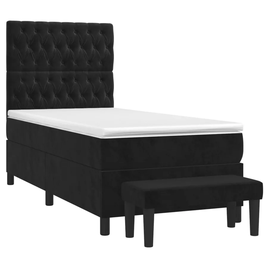 Sommier à lattes de lit avec matelas Noir 90x190 cm Velours - 3