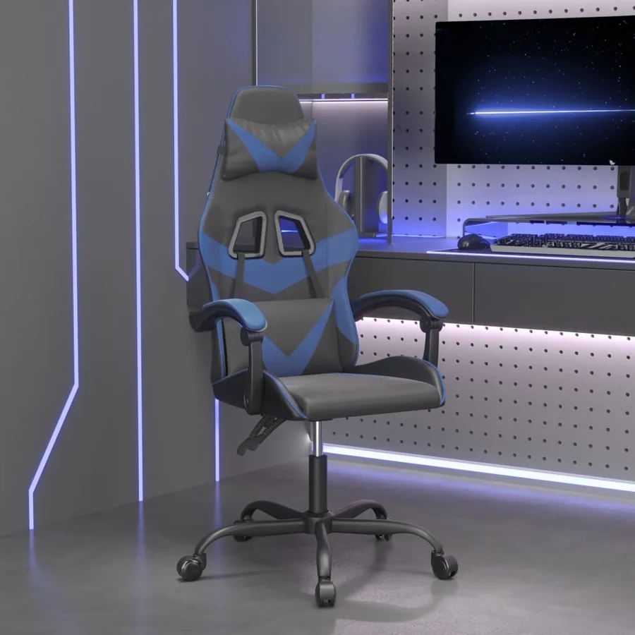 Chaise de jeu Noir et bleu Similicuir