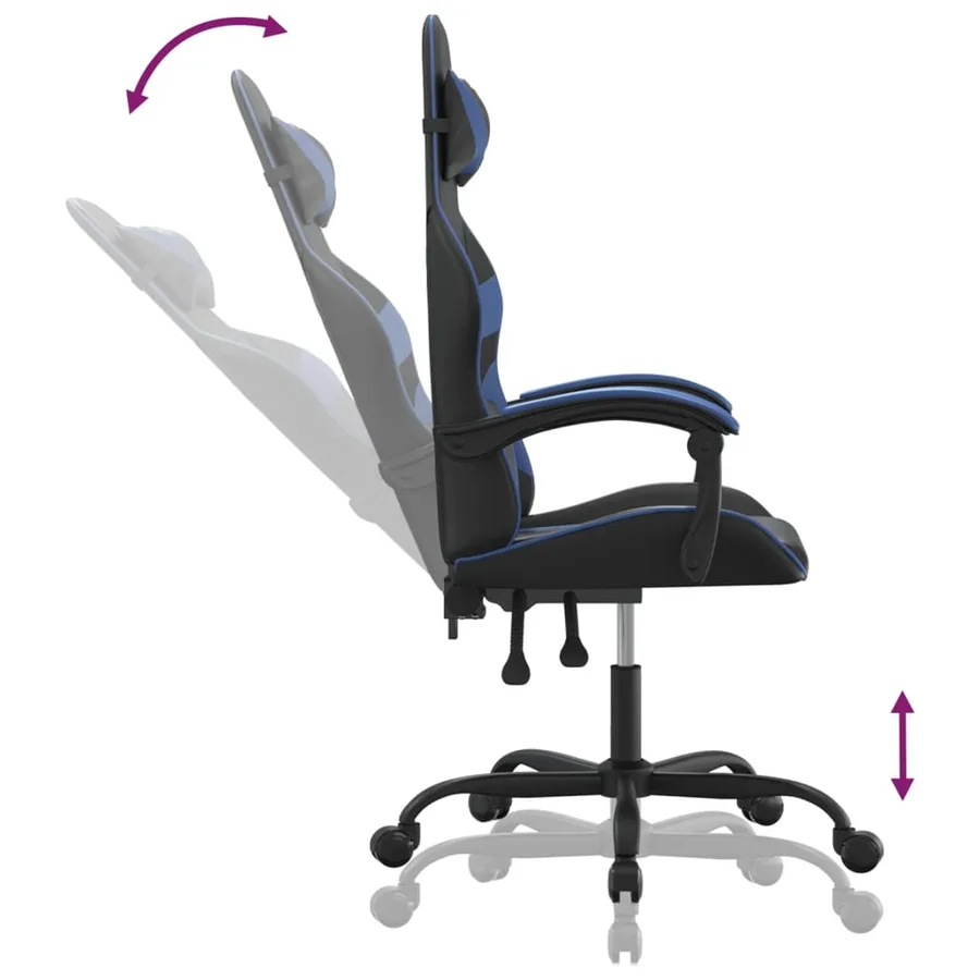 Chaise de jeu Noir et bleu Similicuir - 6