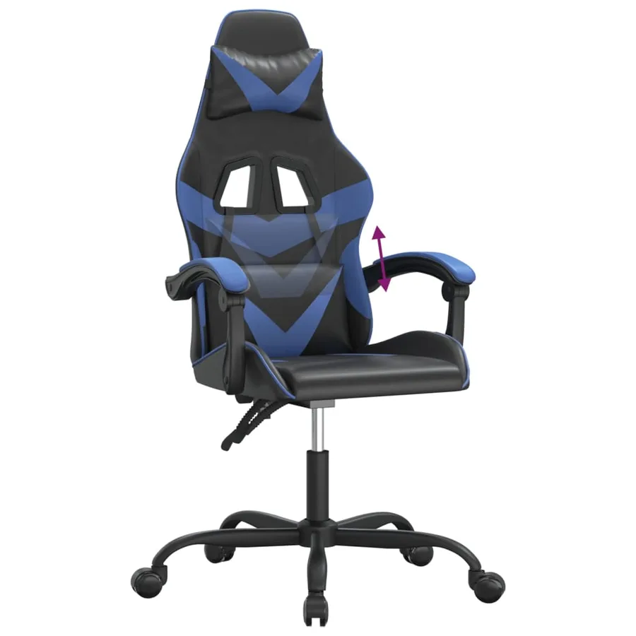 Chaise de jeu Noir et bleu Similicuir - 7