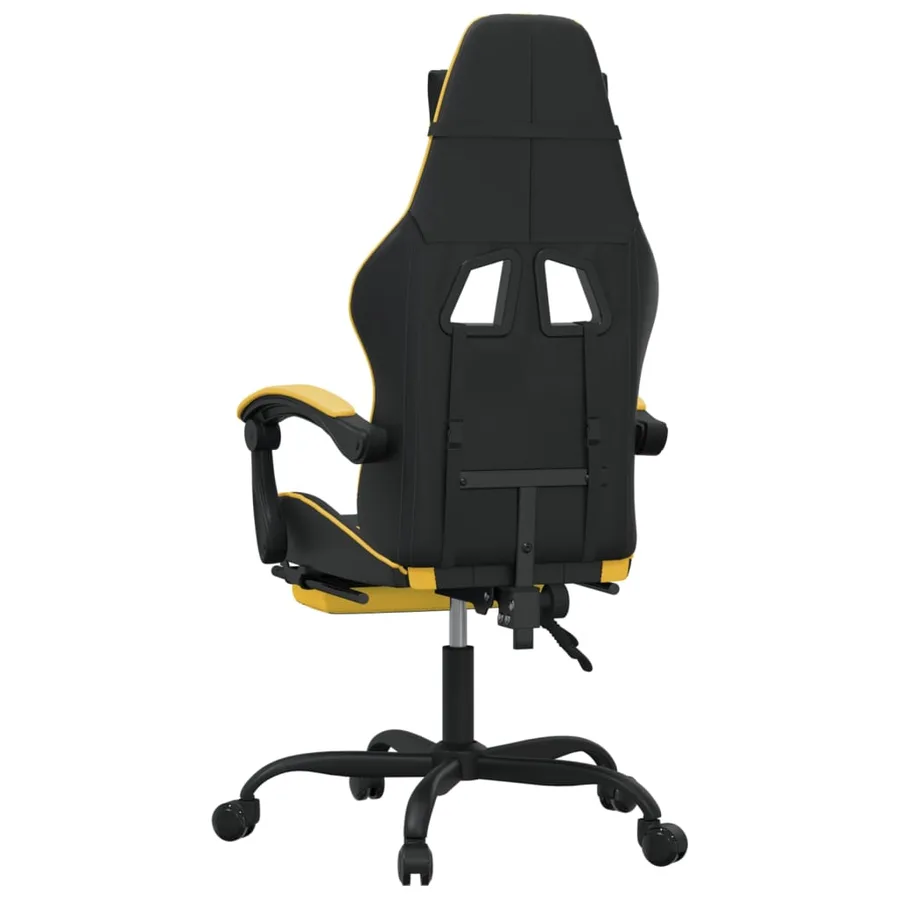 Chaise de jeu pivotante et repose-pied Noir et doré Similicuir - 5