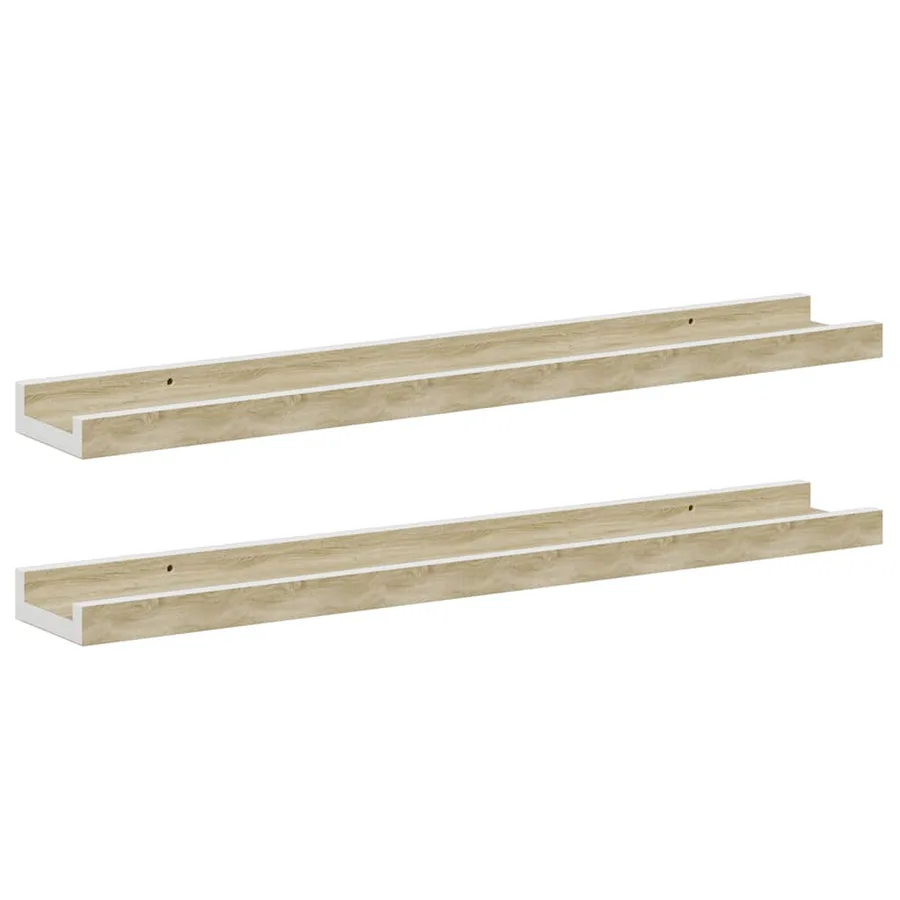Étagères murales 2 pcs blanc et chêne sonoma 60x9x3 cm - 2