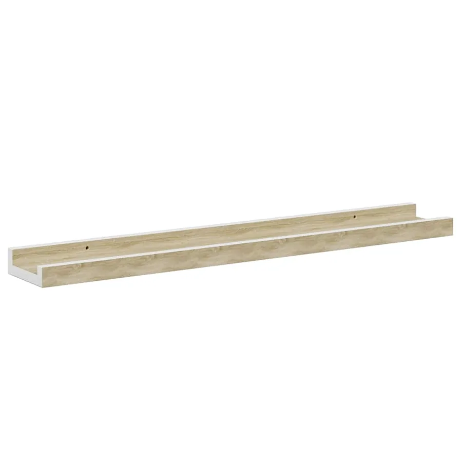 Étagères murales 2 pcs blanc et chêne sonoma 60x9x3 cm - 4