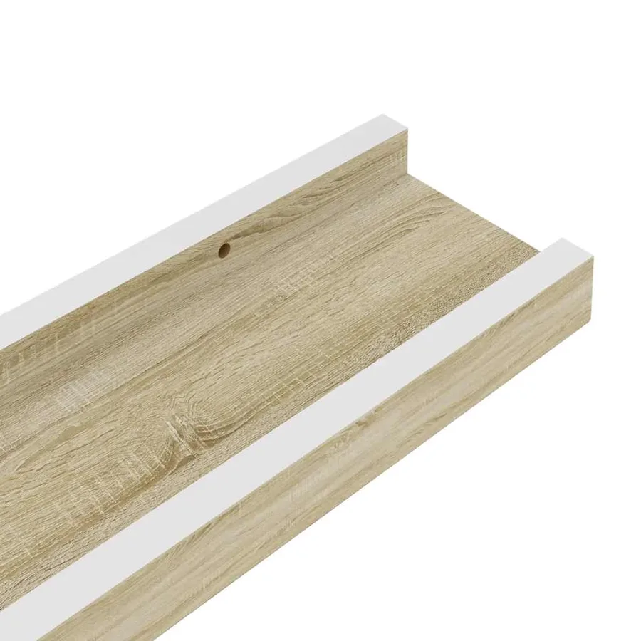 Étagères murales 2 pcs blanc et chêne sonoma 60x9x3 cm - 8
