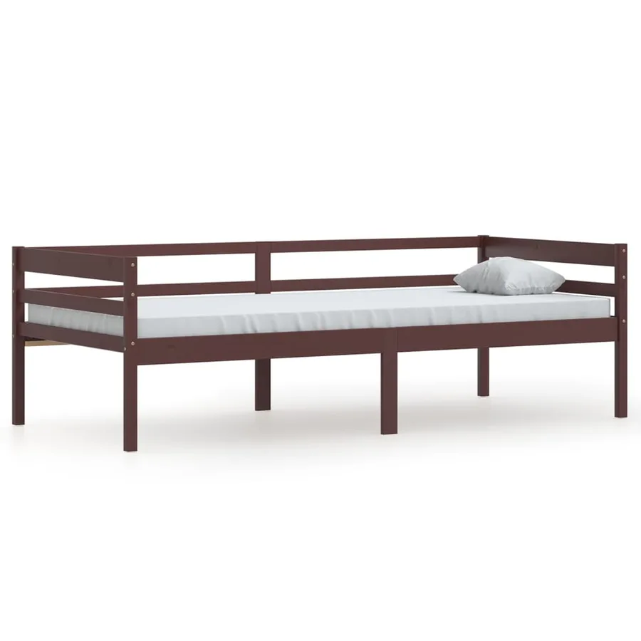 Cadre de lit sans matelas marron foncé bois pin massif 90x200cm - 2