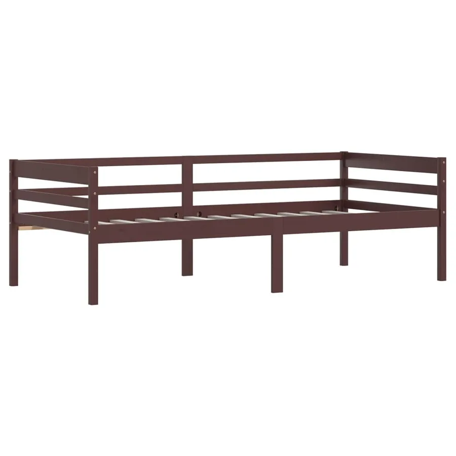 Cadre de lit sans matelas marron foncé bois pin massif 90x200cm - 3
