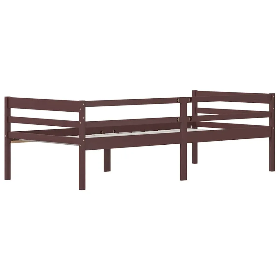 Cadre de lit sans matelas marron foncé bois pin massif 90x200cm - 6