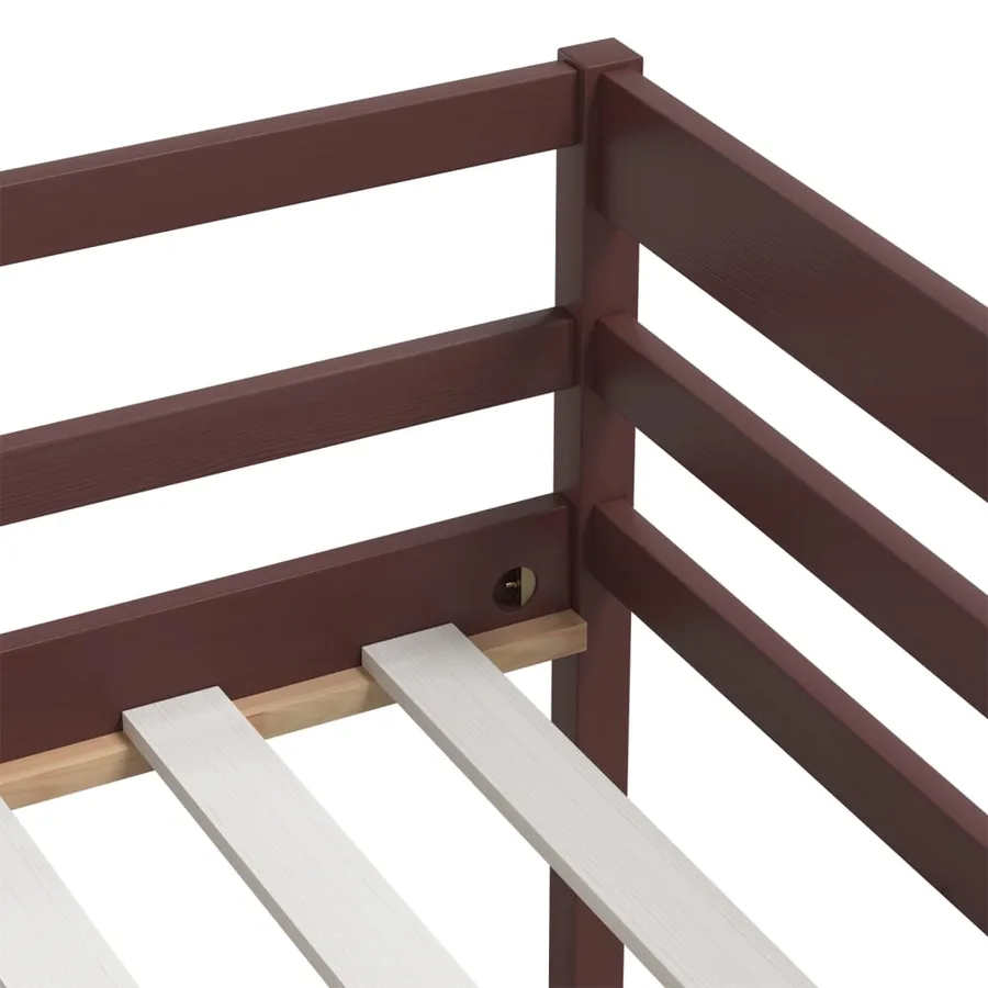 Cadre de lit sans matelas marron foncé bois pin massif 90x200cm - 7
