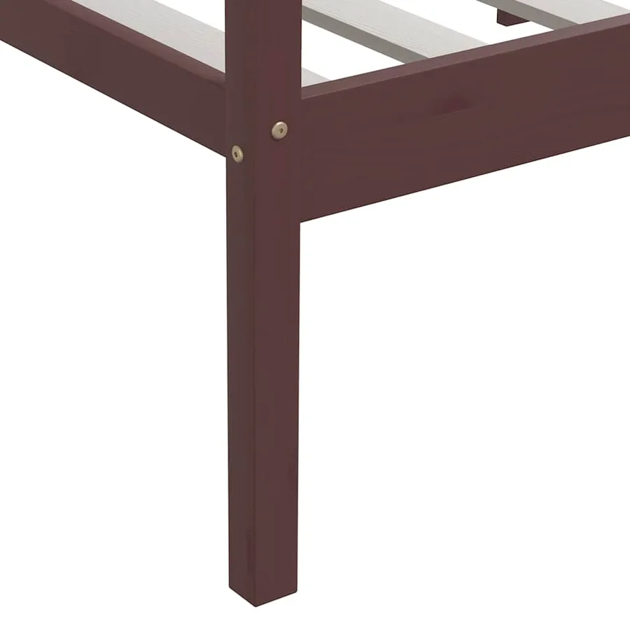 Cadre de lit sans matelas marron foncé bois pin massif 90x200cm - 8