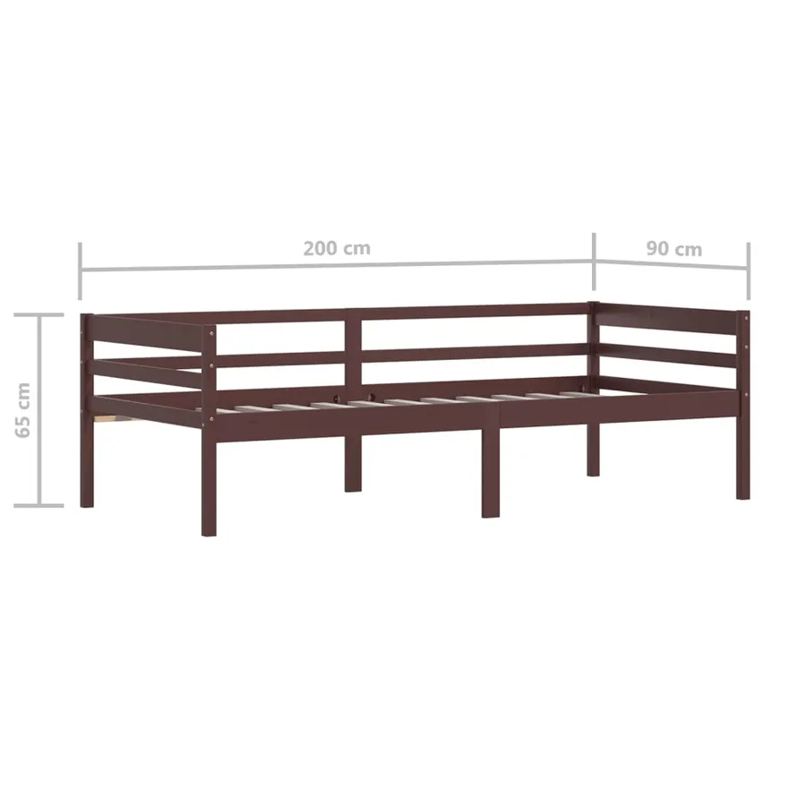 Cadre de lit sans matelas marron foncé bois pin massif 90x200cm - 9