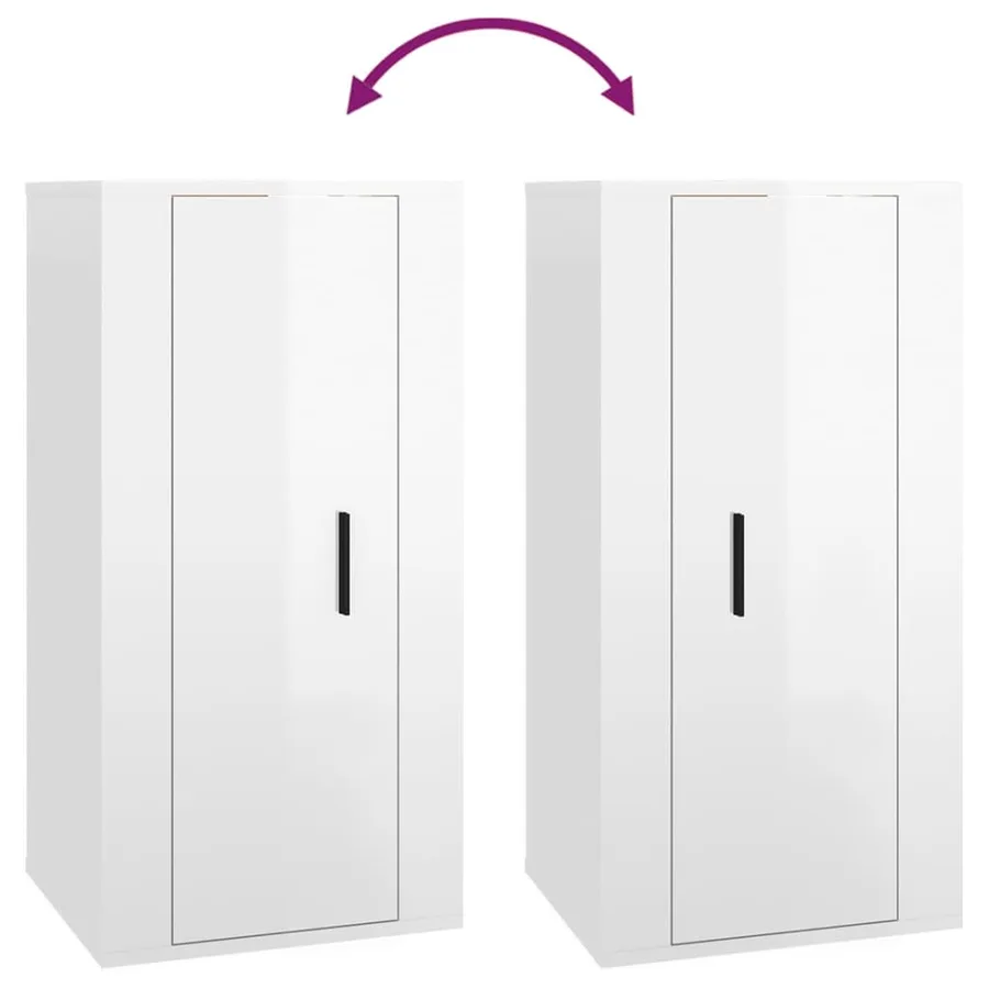 Meuble TV mural Blanc brillant 40x34,5x80 cm - 9