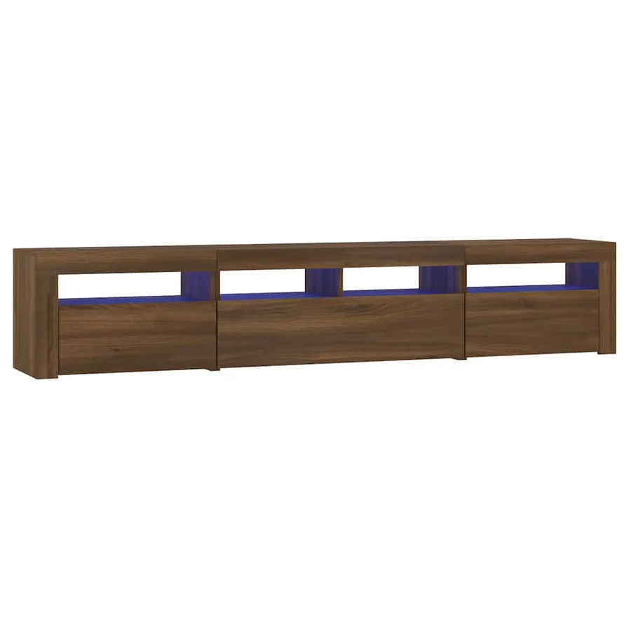 Meuble TV avec lumières LED Chêne marron 210x35x40 cm - 2