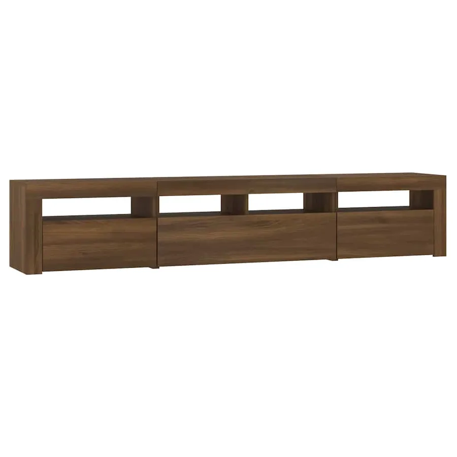Meuble TV avec lumières LED Chêne marron 210x35x40 cm - 6
