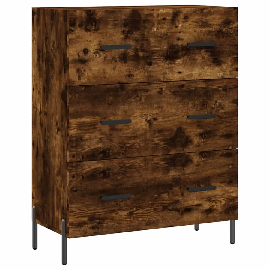 Buffet chêne fumé 69,5x34x90 cm bois d'ingénierie - 2