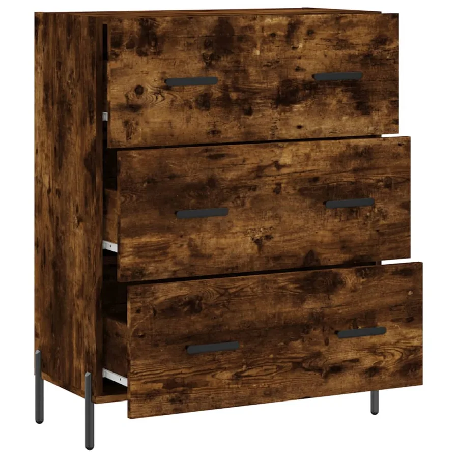 Buffet chêne fumé 69,5x34x90 cm bois d'ingénierie - 6