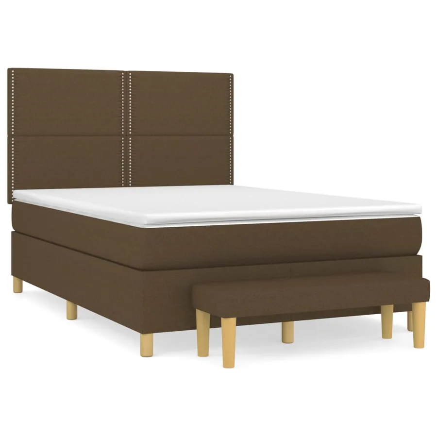 Sommier à lattes de lit avec matelas Marron foncé 140x190 cm - 2
