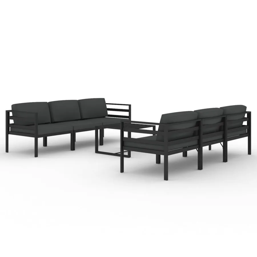 Salon de jardin 7 pcs avec coussins Aluminium Anthracite - 2
