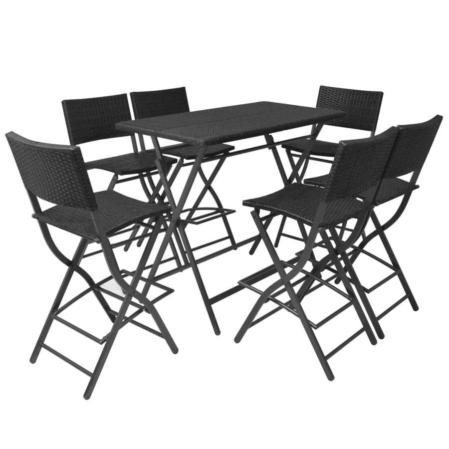 Ensemble à manger d'extérieur pliable 7pcs Acier Résine tressée - 2