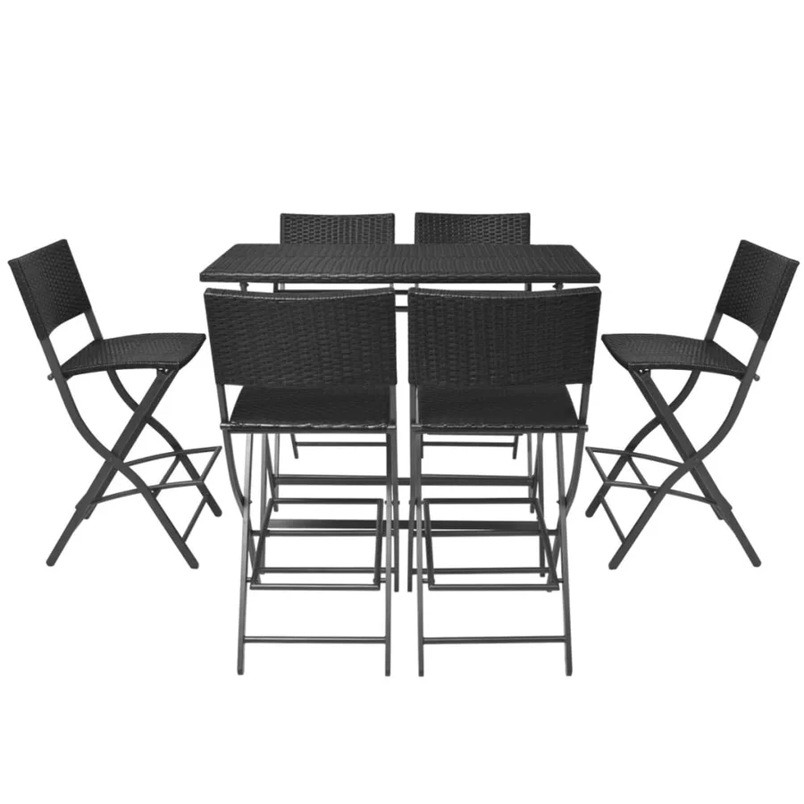 Ensemble à manger d'extérieur pliable 7pcs Acier Résine tressée - 3