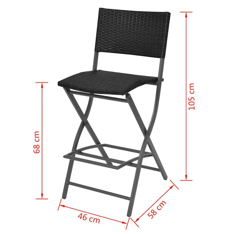 Ensemble à manger d'extérieur pliable 7pcs Acier Résine tressée - 9