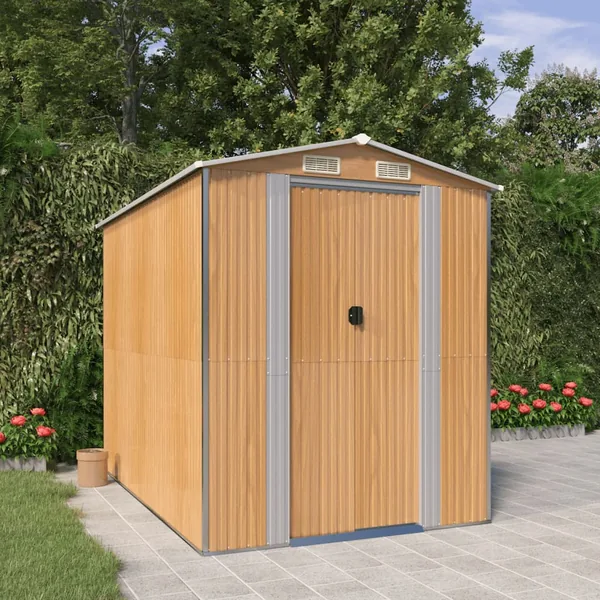 Abri de jardin Marron clair 192x274x223 cm Métal galvanisé