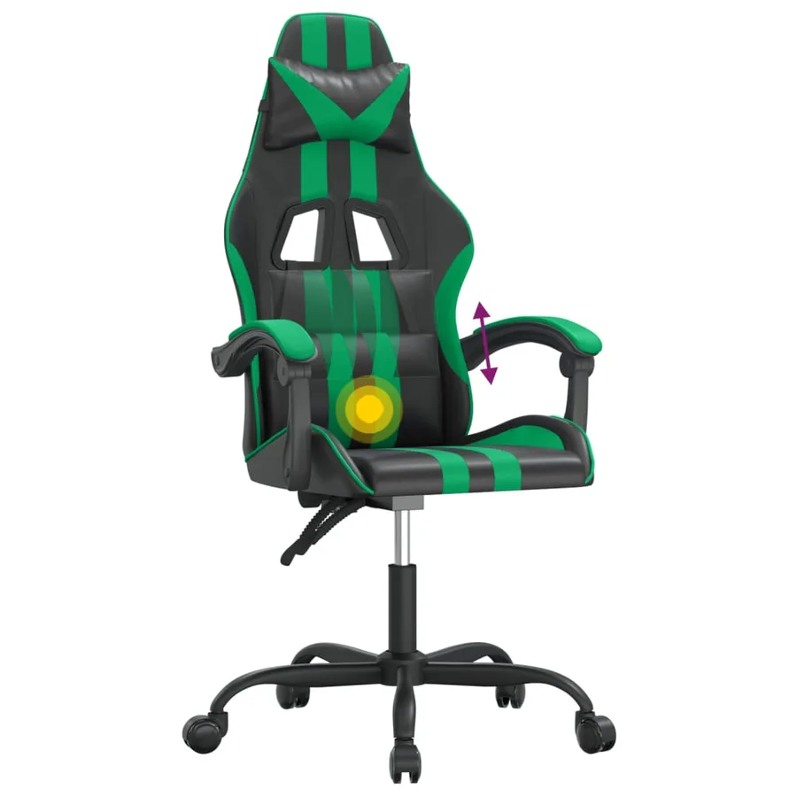 Chaise de jeu pivotante Noir et vert Similicuir - 11