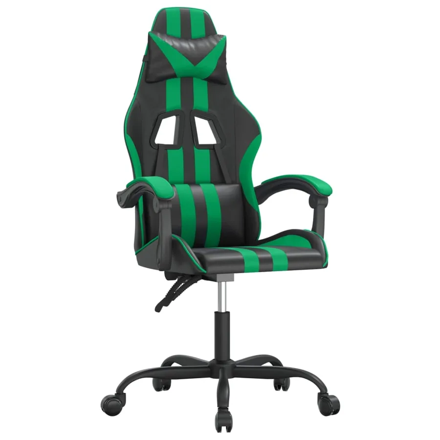 Chaise de jeu pivotante Noir et vert Similicuir - 2