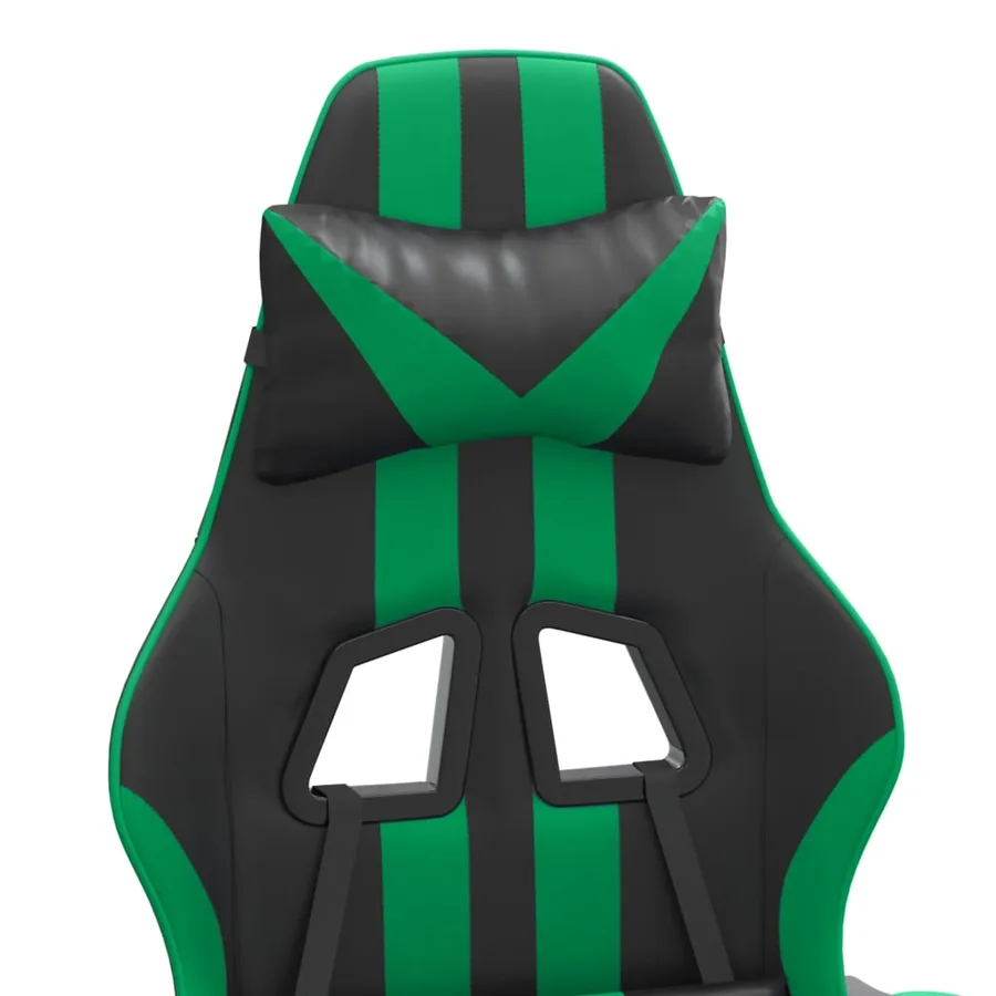 Chaise de jeu pivotante Noir et vert Similicuir - 8