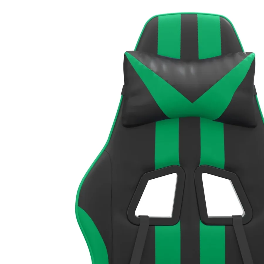 Chaise de jeu pivotante Noir et vert Similicuir - 9