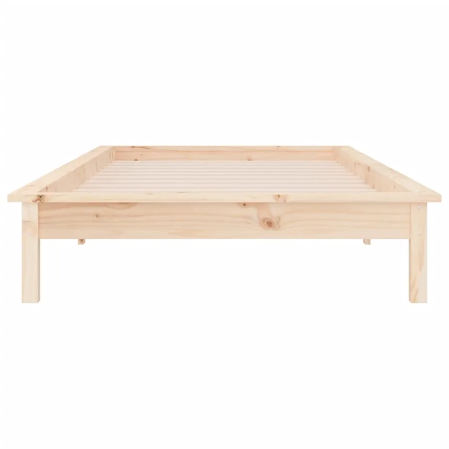 Cadre de lit à LED sans matelas 90x200 cm bois massif - 7
