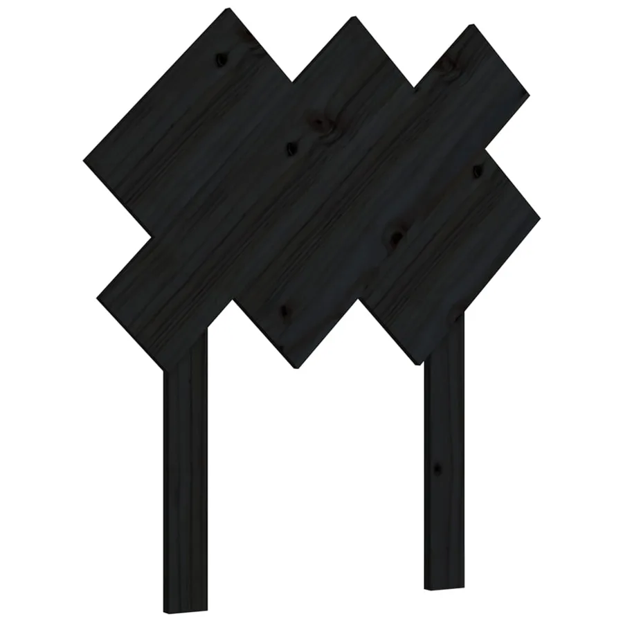 Tête de lit Noir 72,5x3x81 cm Bois massif de pin - 2