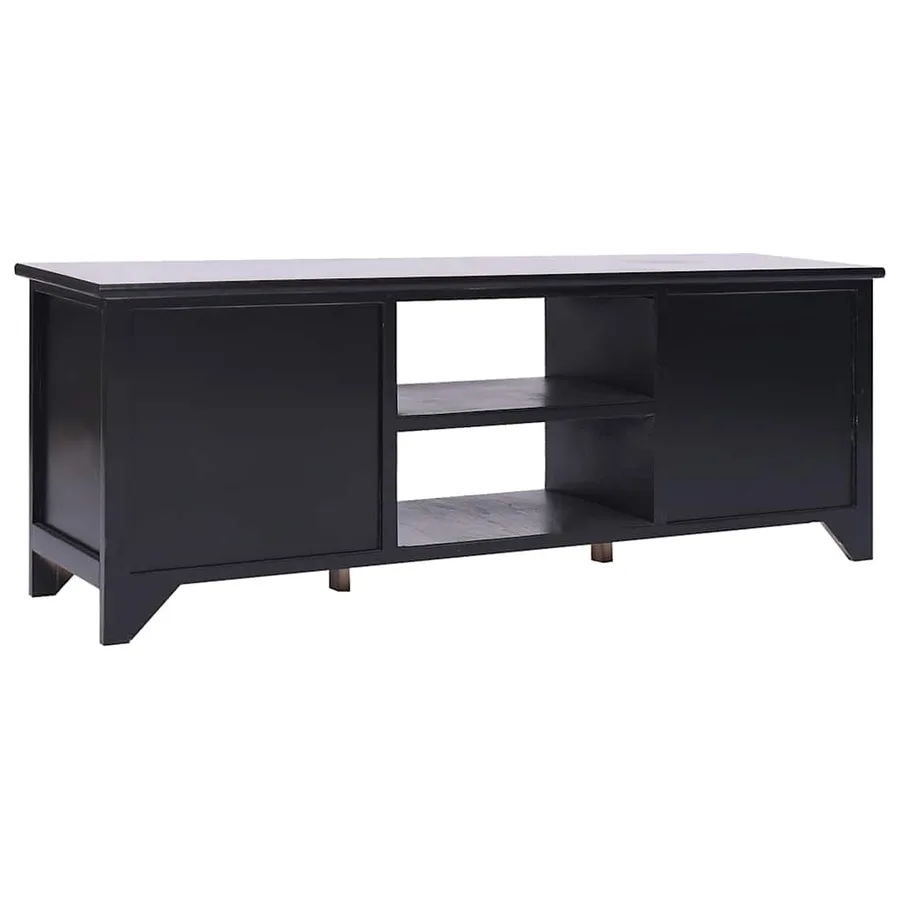 Meuble TV Noir 108x30x40 cm Bois de Paulownia solide - 3