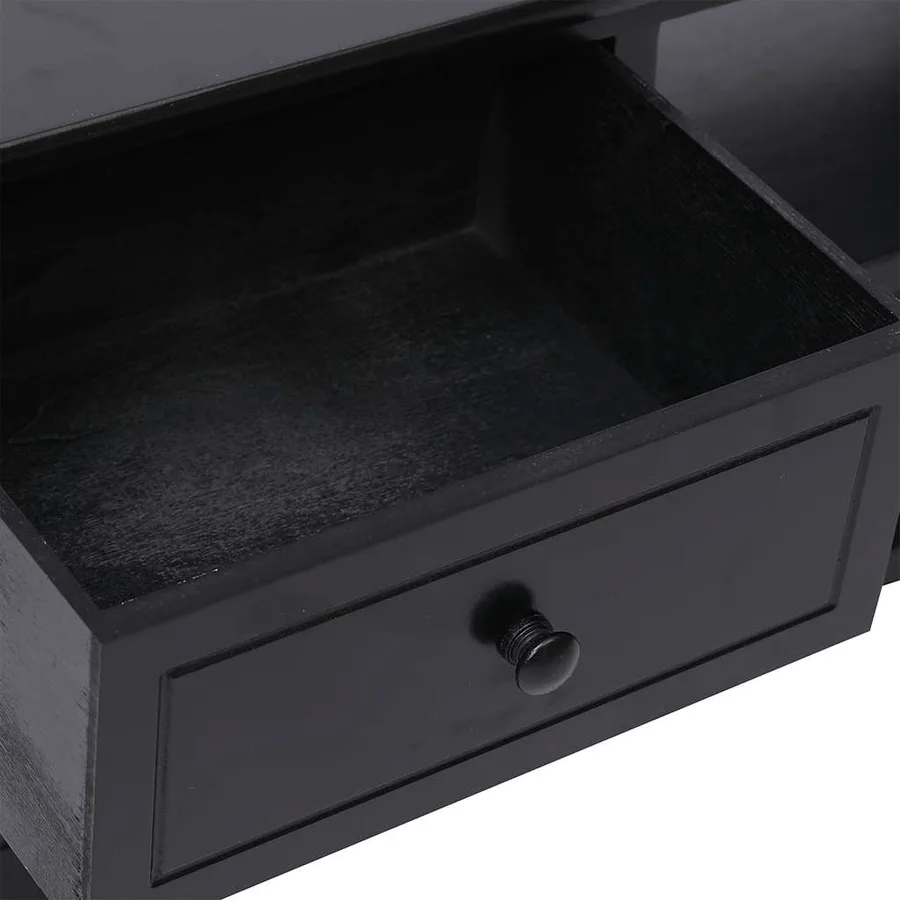 Meuble TV Noir 108x30x40 cm Bois de Paulownia solide - 6