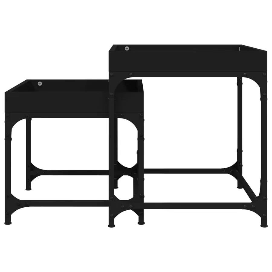 Tables d'appoint 2 pcs Noir Bois d'ingénierie - 6