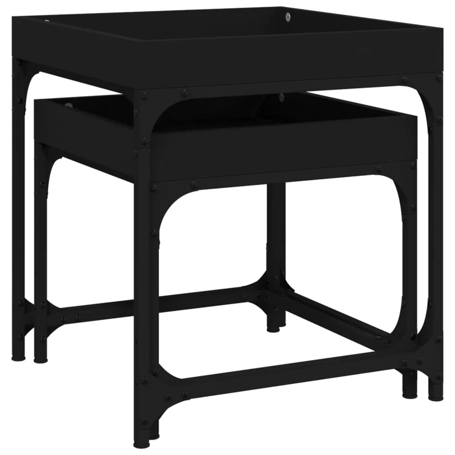 Tables d'appoint 2 pcs Noir Bois d'ingénierie - 7
