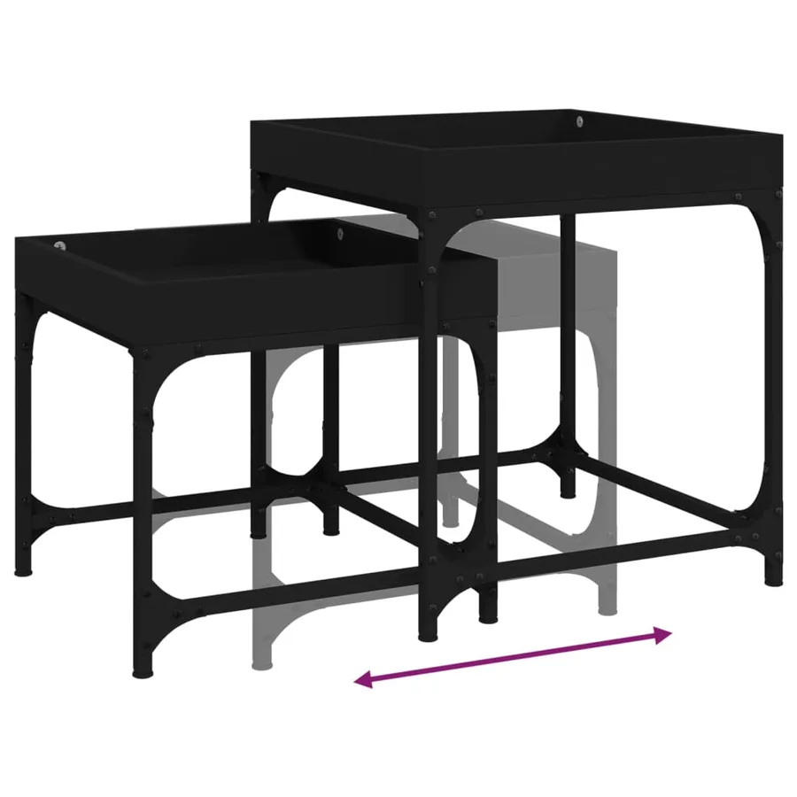 Tables d'appoint 2 pcs Noir Bois d'ingénierie - 9
