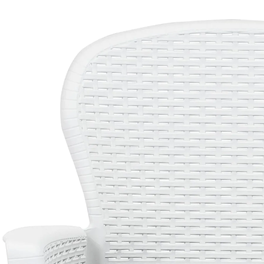 Ensemble à manger d'extérieur 7pcs Plastique Blanc Aspect rotin - 5