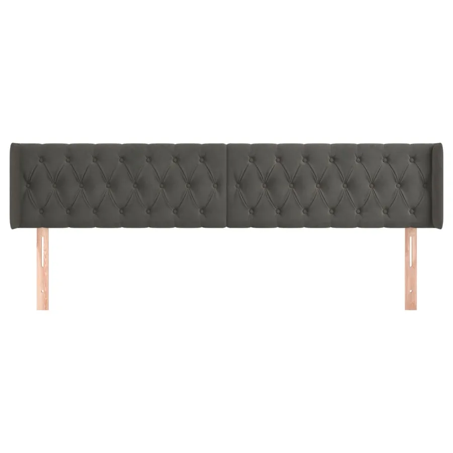 Tête de lit avec oreilles Gris foncé 183x16x78/88 cm Velours - 3